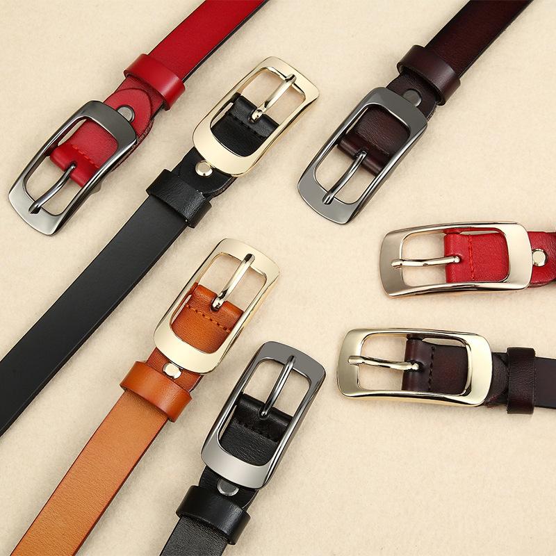 Women'S Vintage Leather Belt, Casual Pin Buckle Belt, Cowhide Women'S Belt