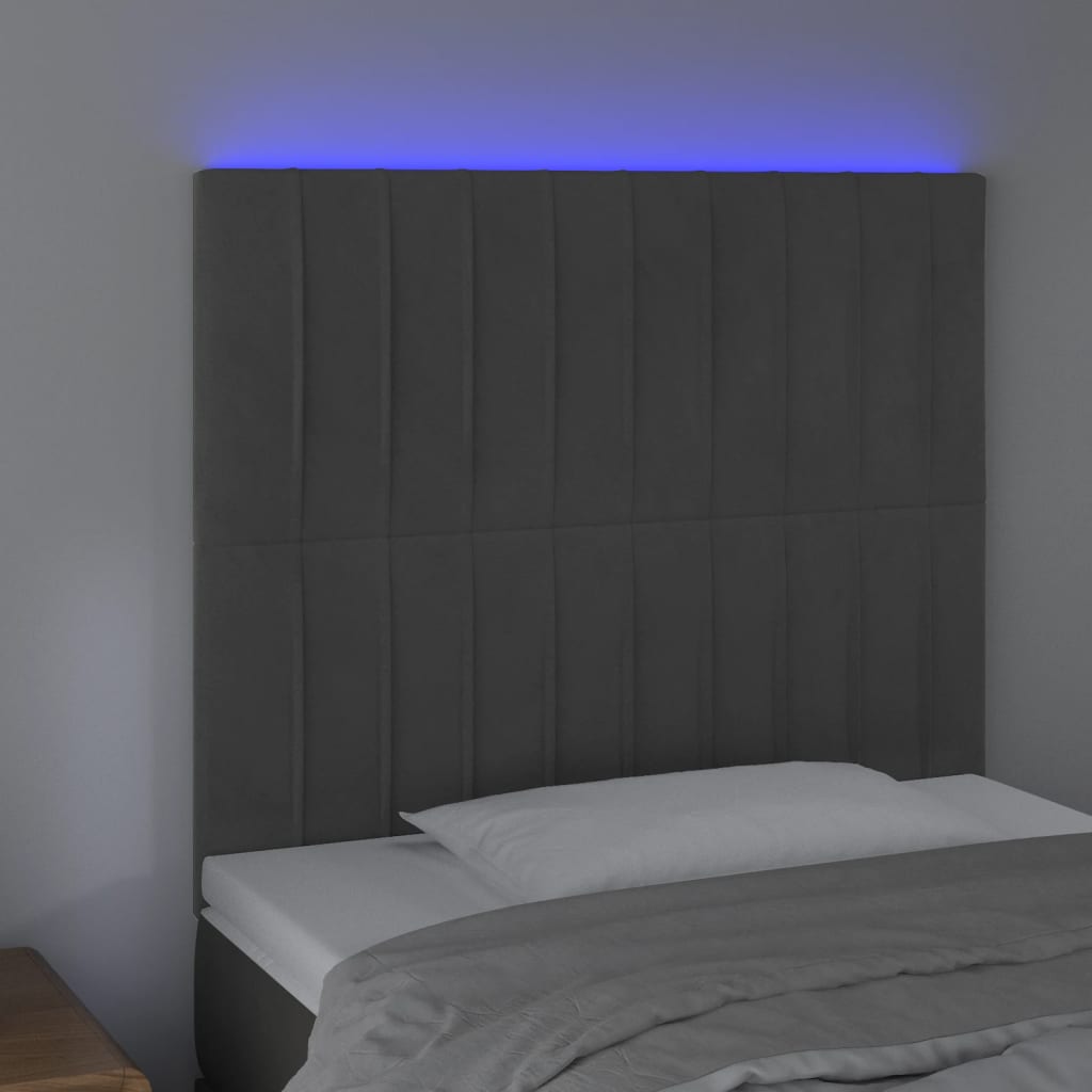 Vidaxl Zagłówek Do Łóżka Z Led, Ciemnoszary, 80X5X118/128 Cm, Aksamit