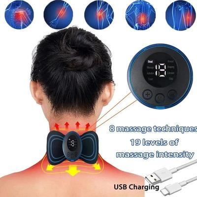 EMS Neck Electric Massager Set Cervical Patch 8 Modes 19 Levels of Strength Home Use Massage Tools for Relieve Fatigue