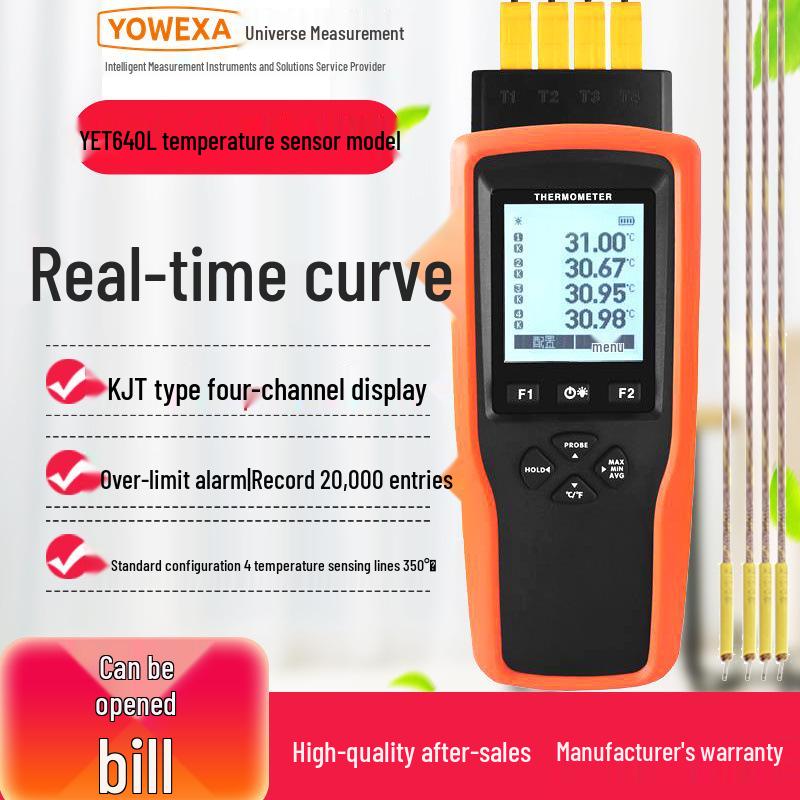 

Ювэнь YET-640X Четырехканальный термометр с термопарой с записью 640L и графическим отображением кривой Accessories Only: K-Type Probe 3*30cm/900°C