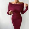 LYRIA Elegant Fashion Sexy Maxi Dresses Streetwear Off Shoulder Casual  Long Sleeve Slim Bodycon Party Vestidos Robes Female