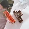 Fashionable Brown Striped Pvc Large Square Hair Claw Clip For Elegant Hairstyles