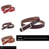 Leather Women Belt With Simple Smooth Buckle For Casual Pants And Office Wear