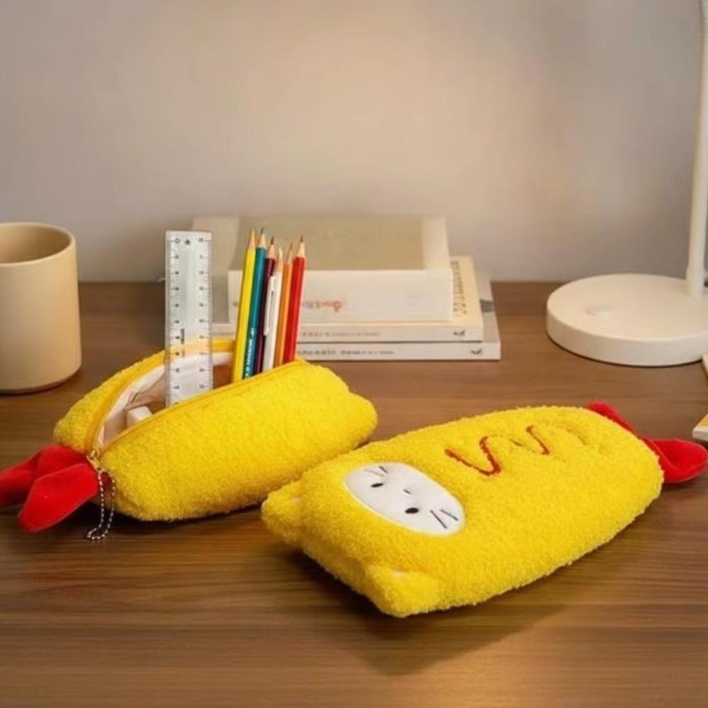 Large Capacity Stationery Storage Bag Cartoon Shrimp Pen Case Fried Prawns Stationery Pouch Travel