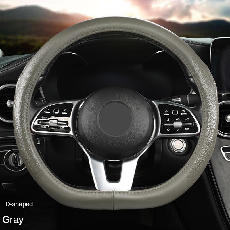 Crocodile Grain Steering Wheel Cover Rear Leather Protective Case Car Steering Wheel Universal Alligator Handle Cover D