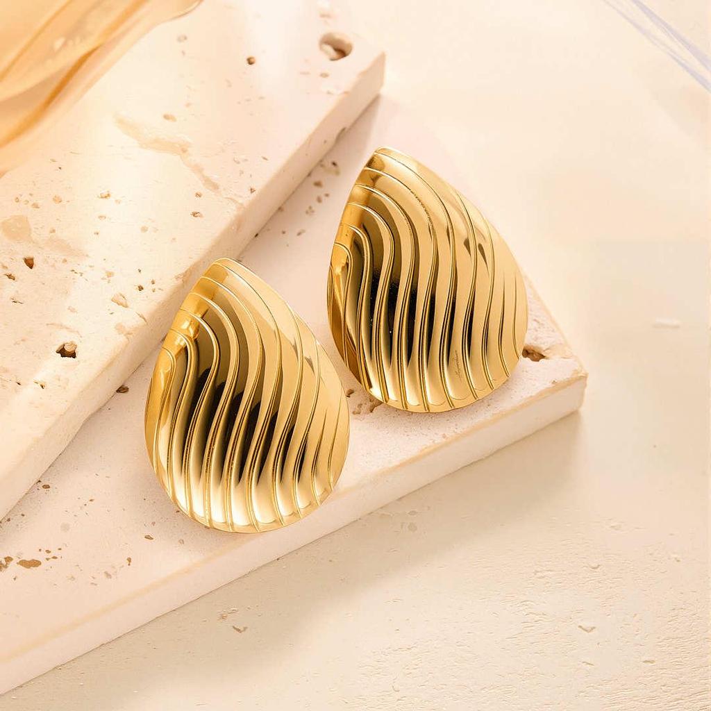 Geometric Irregular 18k Gold Titanium Steel Earrings for Women
