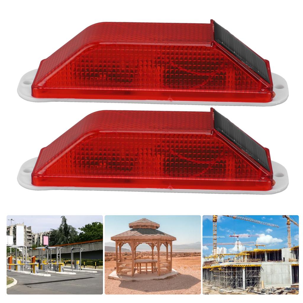 2pcs Solar Strobe Warning Light LED Warning Lamp High Bright Waterproof Light Control Flashing Bcon Barricade Construction Traffic Light