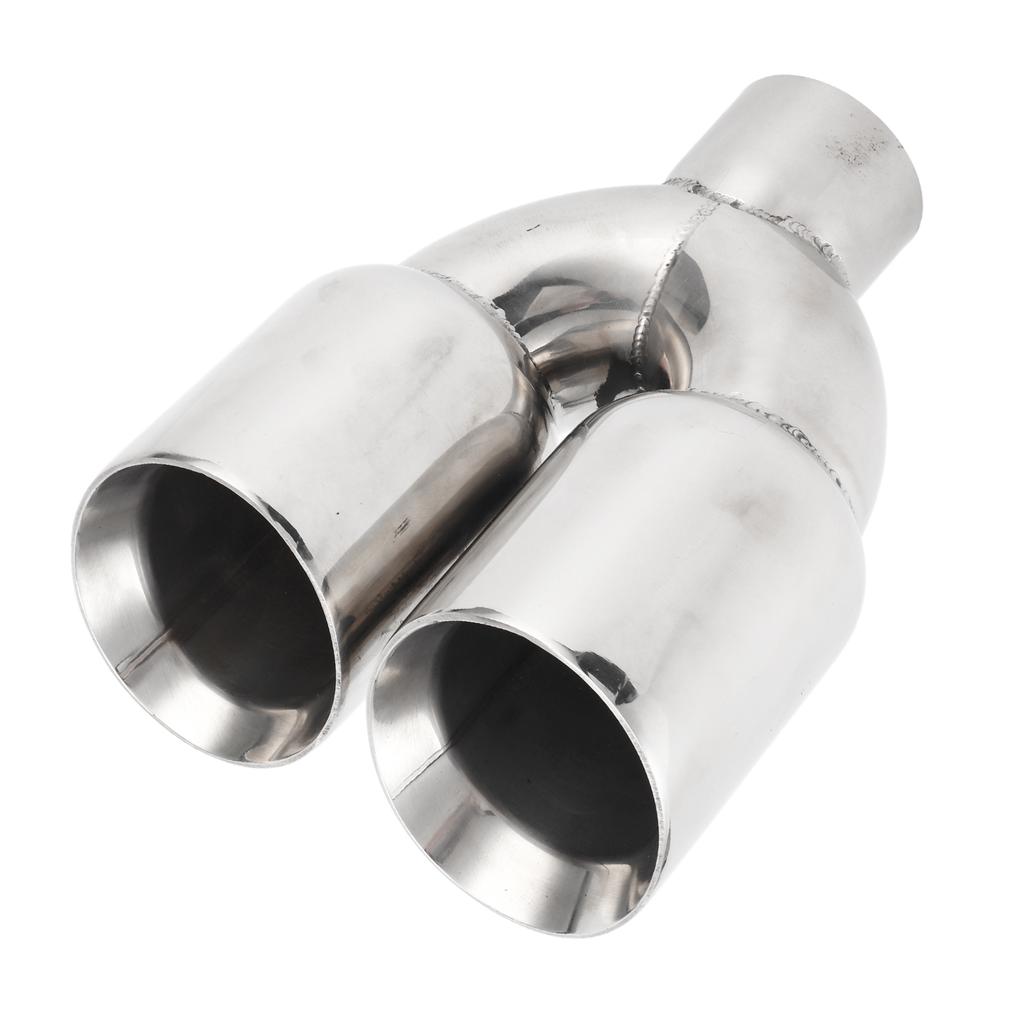 63x89mm Car Dual Exhaust Tip Stainless Steel Silver Weld On Universal Y Shaped Tailpipe for
