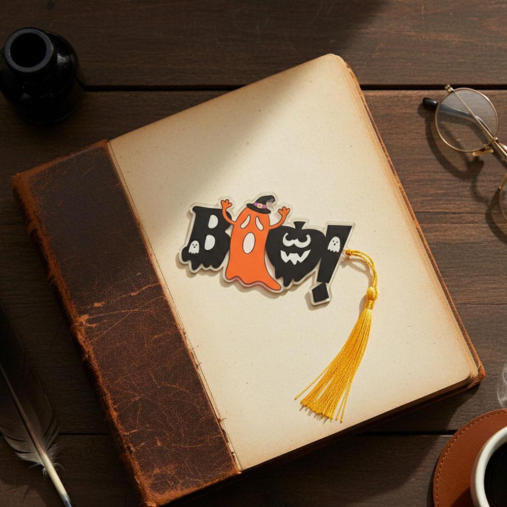 Spooky Ghost-Themed Bookmarks Acrylic Bookmarks For Women Study Stationery Office Supplies Halloween Gifts For Friends