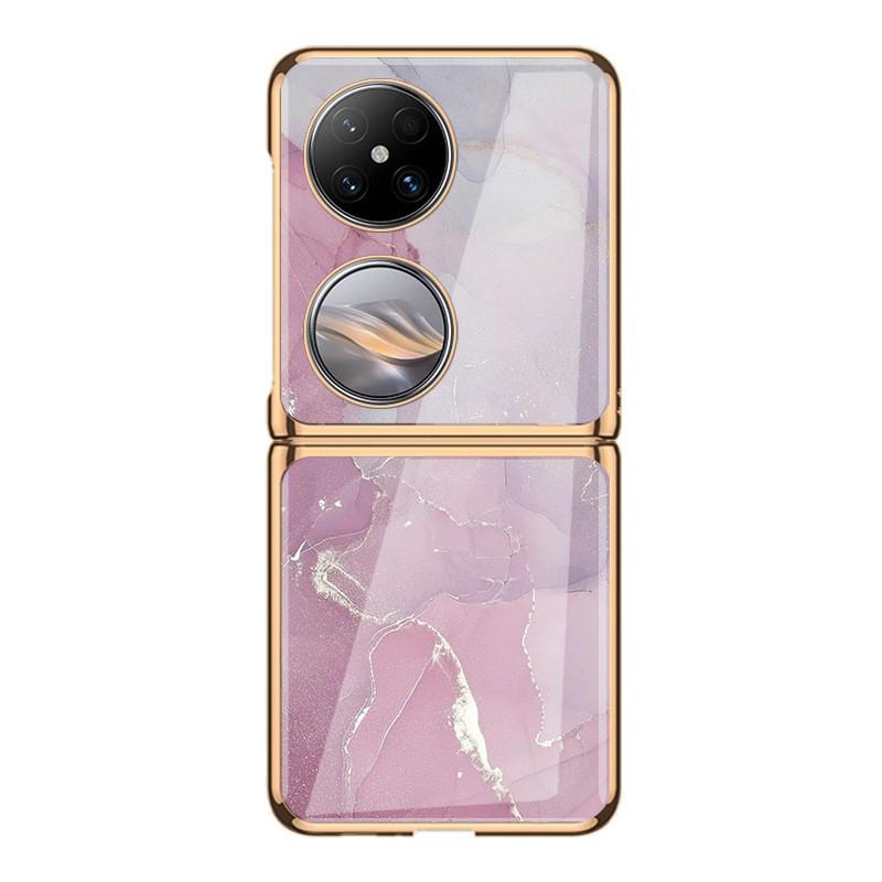 Premium Electroplated Glass Phone Case Pocket 2 With Marble Crack Design Hard Shell Cover