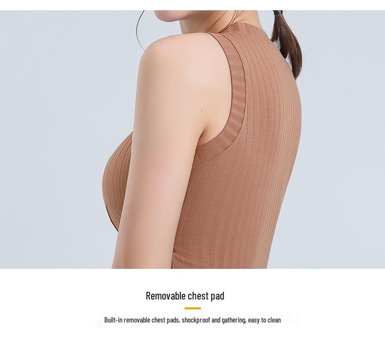 Women's Sleeveless Quick-Dry Yoga Vest with Chest Pads - Breathable Fitness & Running Top