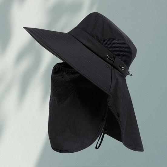 Fishing Bucket Hat with Detachable Neck Guard Adjustable Fishing Hat Windproof Breathable Mesh Sun Hat Wide Brim UV Protection