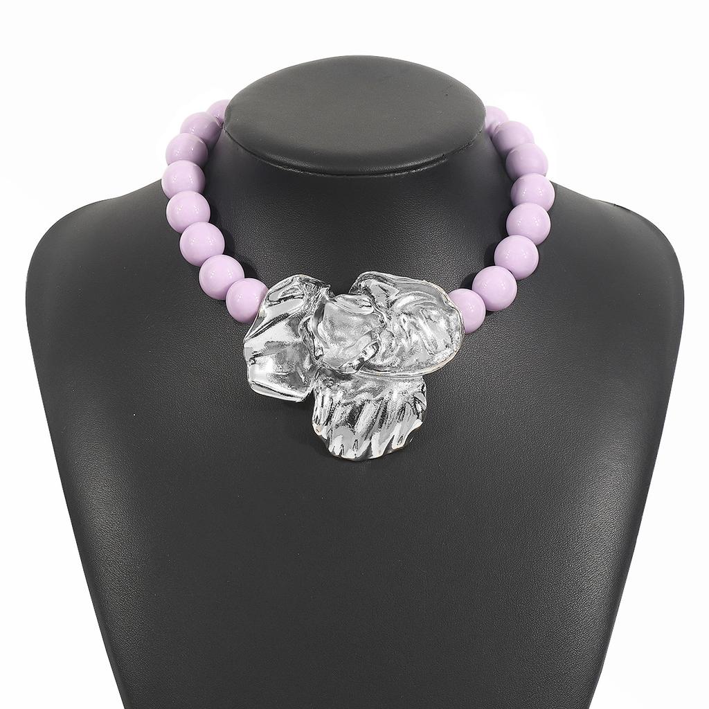 Tooxika Exaggerated Personality Flower Pendant Necklace Women Sweet Atmosphere Multi-coloured Beaded Necklace