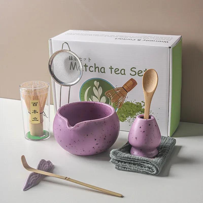 4/7/8pcs Set Traditional Matcha Gift Set Bamboo Matcha Whisk Scoop Ceremic Matcha Bowl Whisk Holder Japanese Tea Teaware Sets