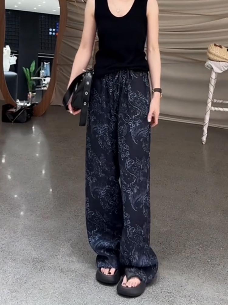 

Plus Size Paisley High-Waist Wide-Leg Summer Pants for Women S