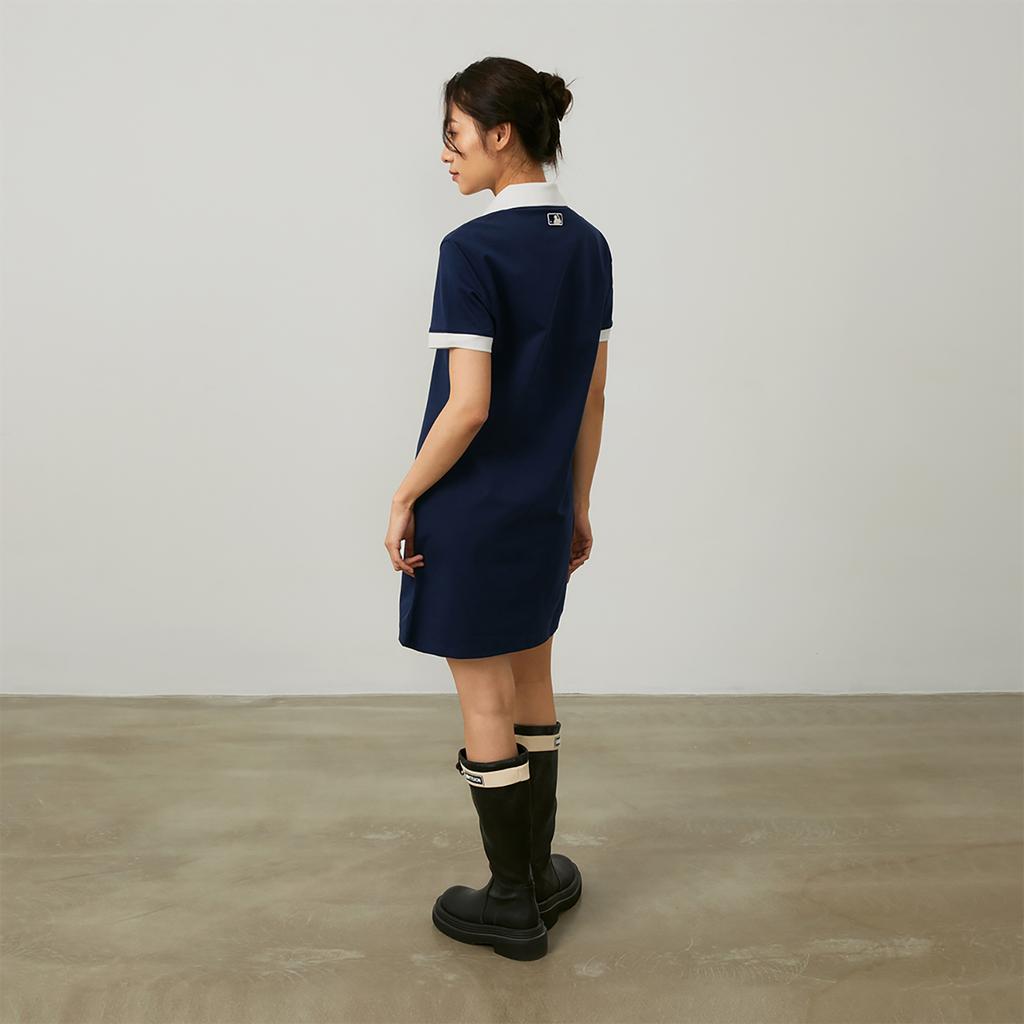 New MLB Short Sleeved Dresses Women's Marine Blue 3FOPV0143-43NYS
