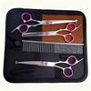 Portable Pet Grooming Scissor Set: Flat & Curved Hairdressing Tools