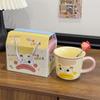 Cute cute clown mug creative funny cup ceramic with lid spoon couple straw water cup birthday gift