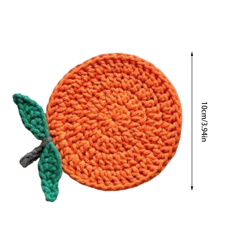 Fabric Coasters Orange Round Drink Coasters Absorbent Handwoven Boho Coasters Table Protector Desktop Decoration Bar Coasters оранжевый