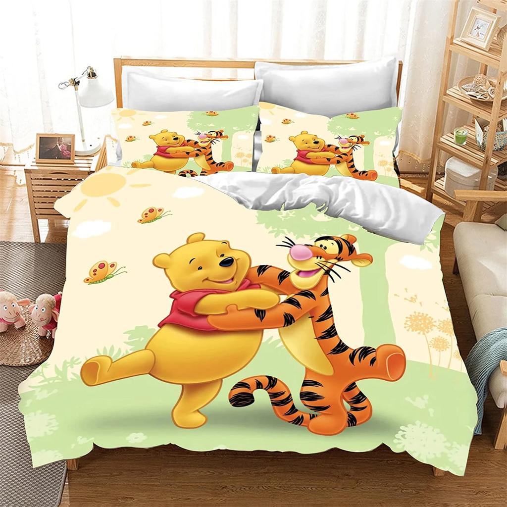 Winnie The Pooh Comforter Bedding Sets Quilt Cover Bed Cover Duvet Cover Pillow Case 2-3 Pieces Sets Kids Adult Size Home Decor