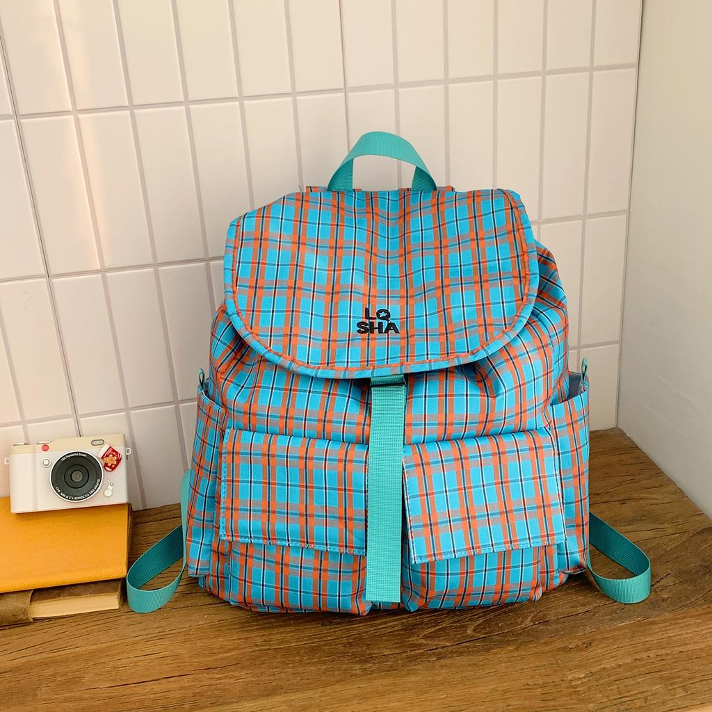 Schoolbagins Hong Kong style retro classic contrasting color plaid backpack casual large capacity backpack student schoolbag casual versatile