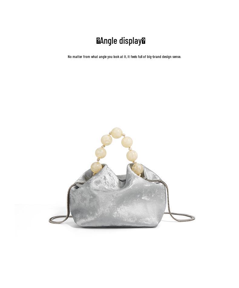 2025 Modern Chinese Cowhide Bento Crossbody & Shoulder Bucket Bag - Silver