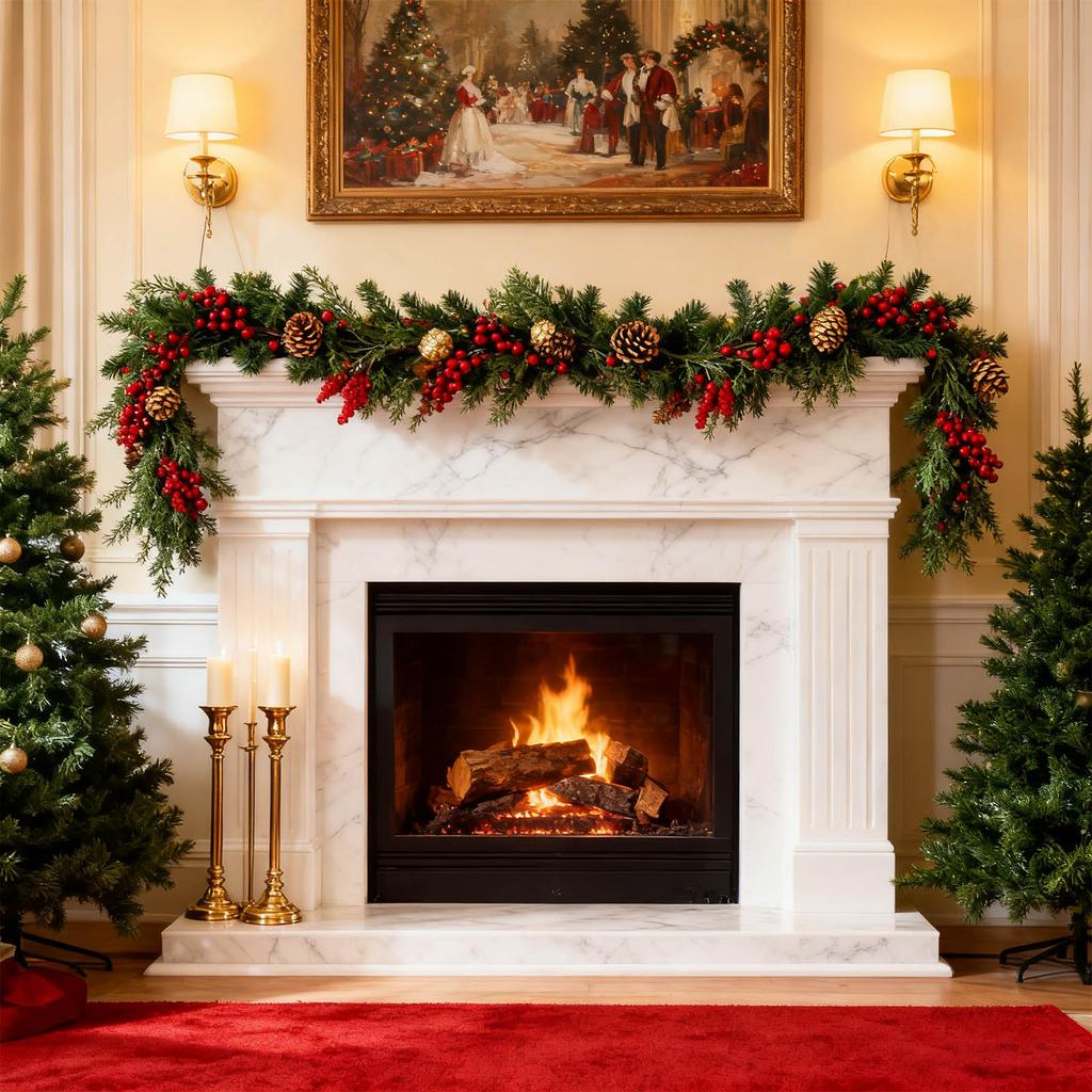 Christmas Norfolk Wreath PE Soft Rubber Texture Needles And Pinevine Christmas Decoration