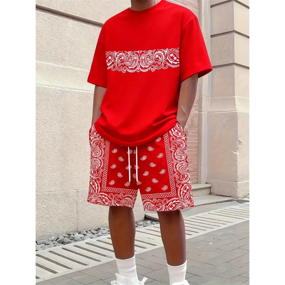 Frühling Sommer Herren Einfache Basketball-bedruckte Rundhals-T-Shirts Shorts Modisch Bequem Atmungsaktiv Kurzärmelige Sportbekleidung