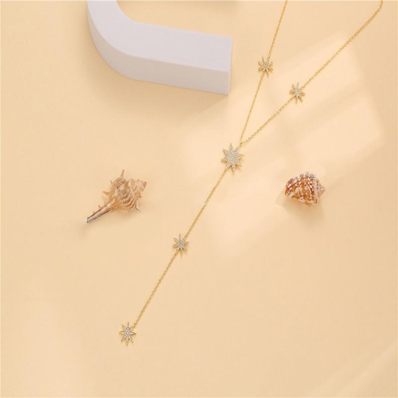 Stylish Meteors Inspired Long Necklace Sophisticated Long Necklace With Meteors And Crosses Details Neck Chain Accessory