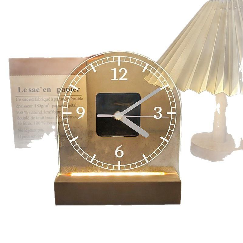 Stylish, Simple, Fashionable, Transparent Acrylic Clock, Luminous Night Lamp, Table Clock, Desktop Style Ornament, Silent Home Use