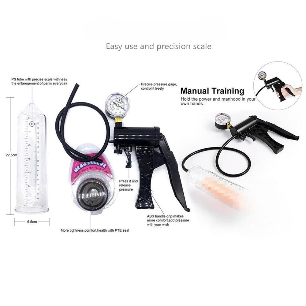 Penis Enhancement Pump Dual Water Air Function Cock Extender Enlarger Hercules Cup with Watch Pressure Gauge Sex Toy Man