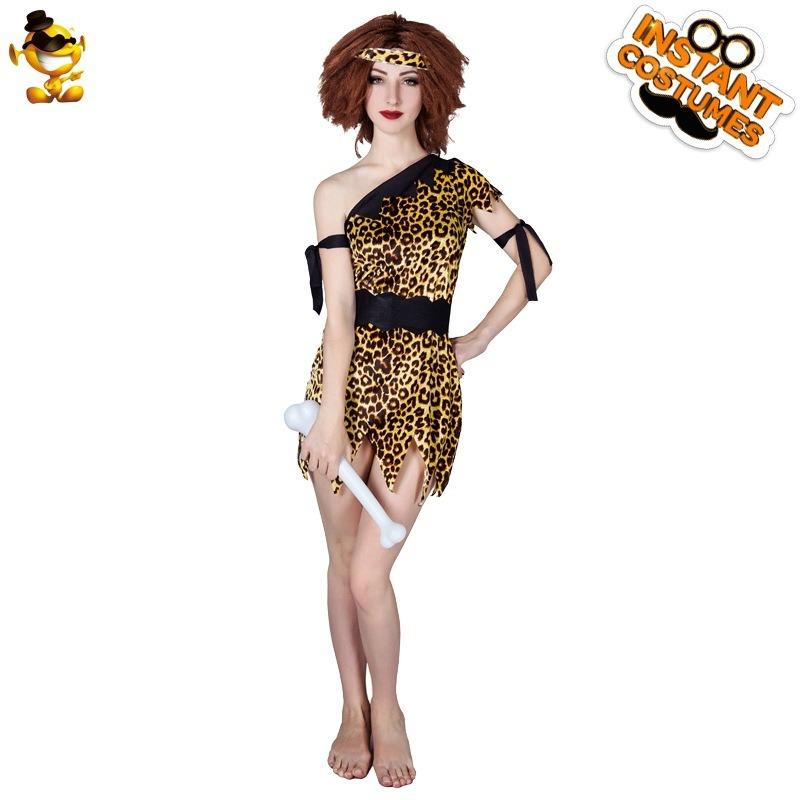 Halloween adult women's indigenous savage leopard print costume, primitive cosplay cosplay costume