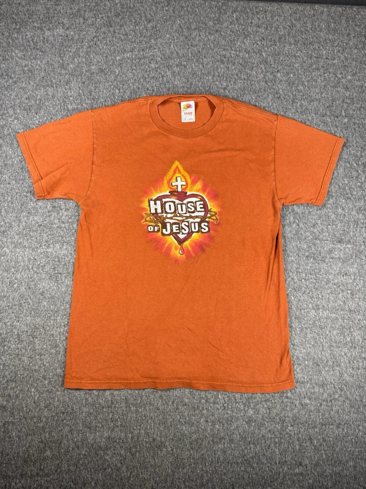 House Of Jesus Tee Shirt Mens M Orange House Of Blues Parody 2XL