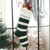 1Pc Christmas Stocking Knitted Red Green White Striped Large Capacity Reusable Xmas