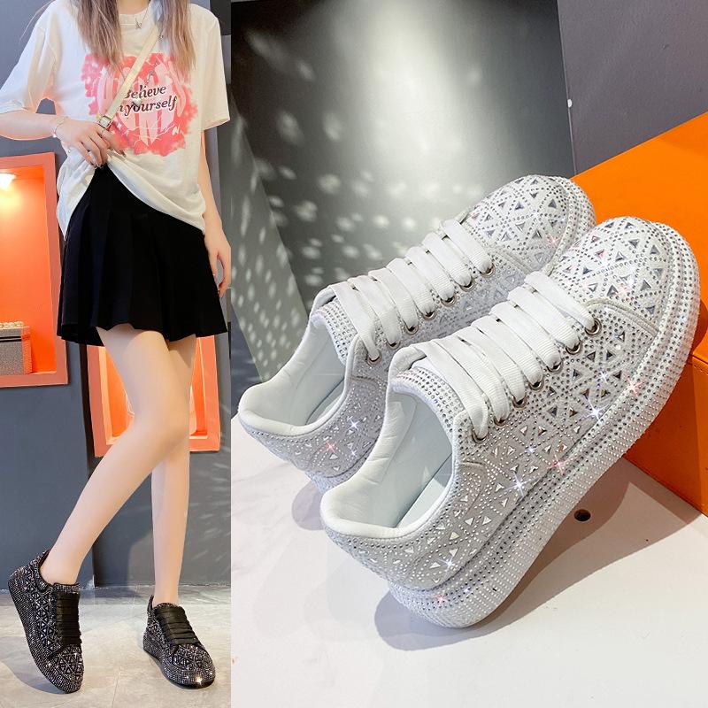 Spring Full Diamond Men's and Women's Shoes Platform Sports Dad Shoes Women's Casual Shoes Rhinestone McQueen Board