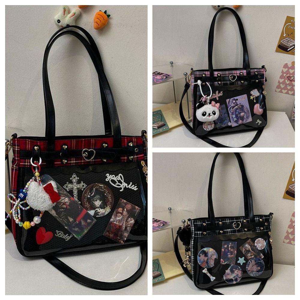 Lattice JK Crossbody Bag Large Capacity Transparent Shoulder Bag Sweet Cartoon Anime Itabag  Travel
