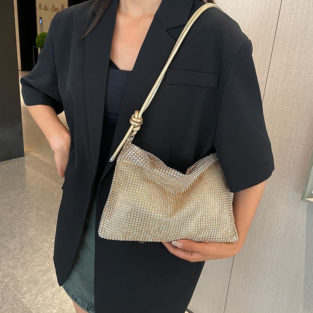Women Diamond Shoulder Bag Chic Sparkle Satchel Clutch Elegant Glitter Sling Bag Versatile Strap Adjustable Formal Dressy Purse