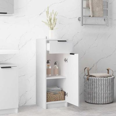 Bathroom Cabinet White 32 X 33.5 X 90 Cm Particleboard