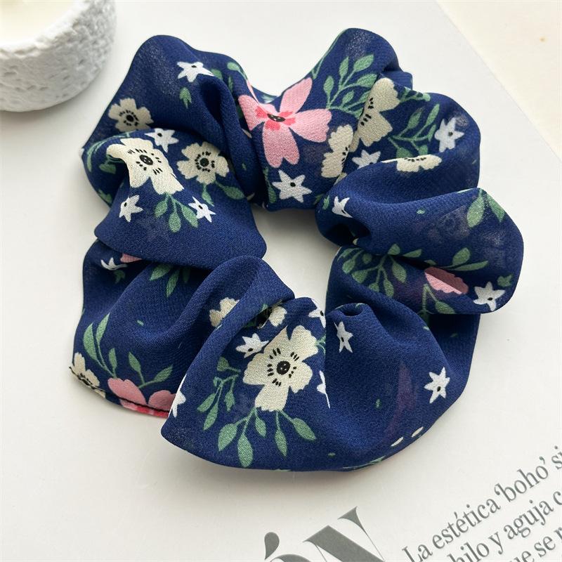Neuer Stil Chiffon große Schlaufe kleines florales leichtes und frisches Stoff-Pferdeschwanz-Haarband für Damen, vielseitig und für alle Anlässe geeignet.