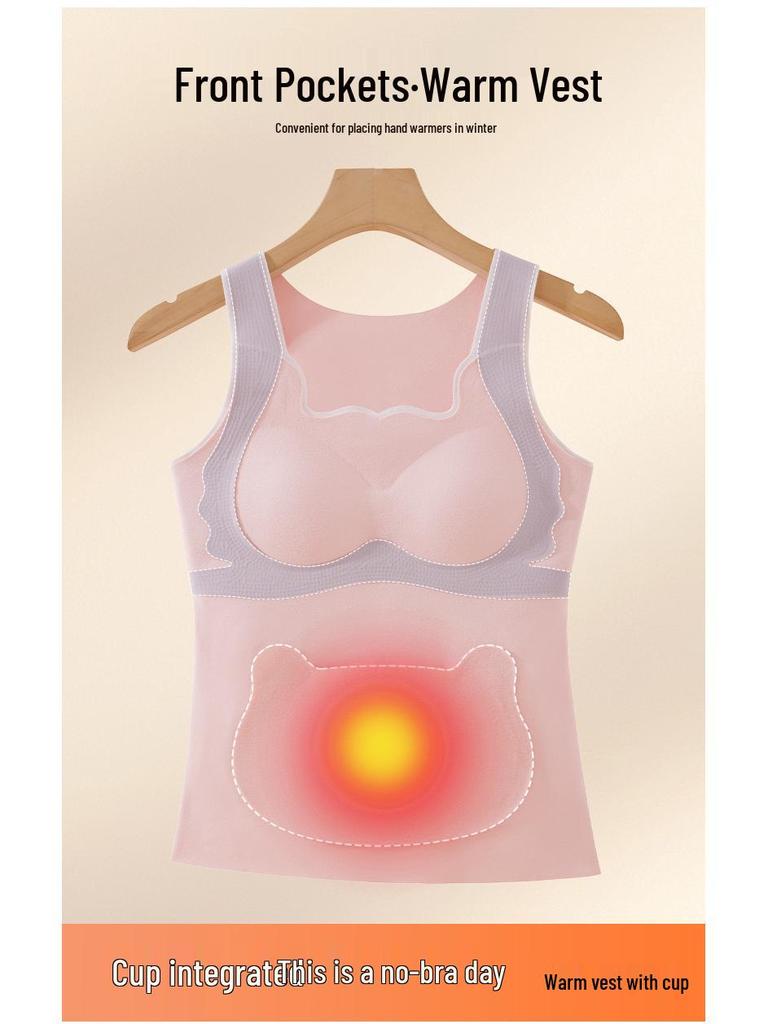 Developmental Girls' Thermal Vest with Chest Pads and Pockets for Junior High School Students