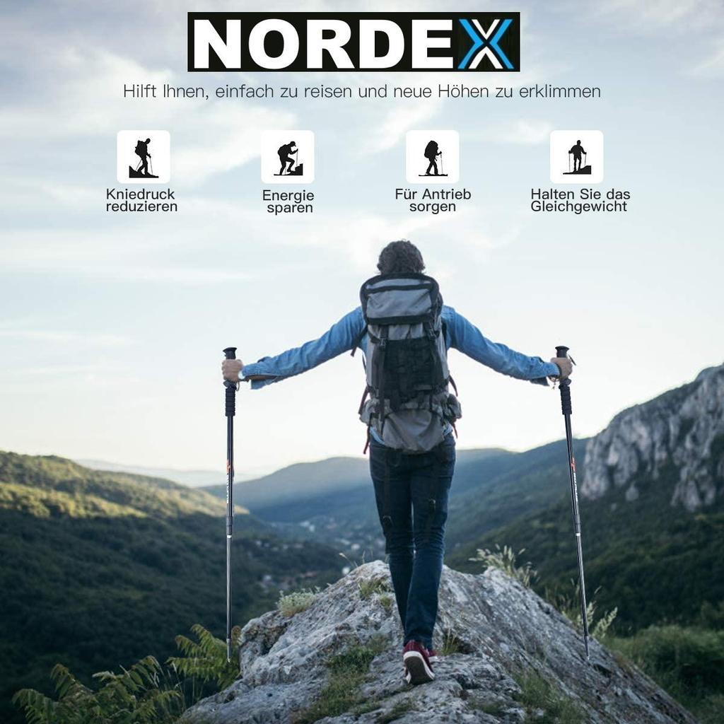 NORDEX Kijki trekkingowe Kijki trekkingowe Teleskopowe Nordic Walking ultralekkie Aluminium