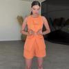 2024 Summer Women's Solid Color Sleeveless Vest & Casual Shorts Set