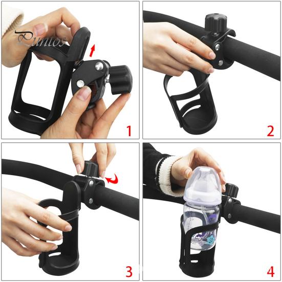 Gyroscopic Cup Holder with Adjustable Strap 360 Degrees Rotatable Anti-Spill Universal Stroller Bike Scooter Mount Drink Beverage Water Bottle Holder