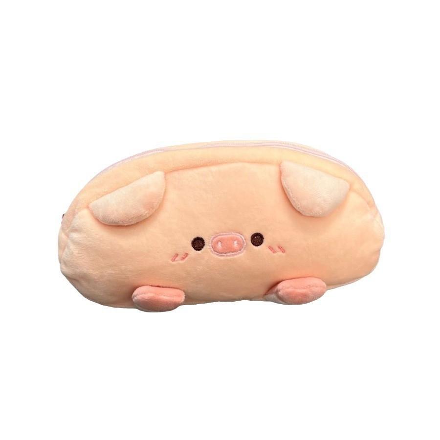 Japanese Inspired Plush Pig Pencil Case With Large Storage For Girls And Students