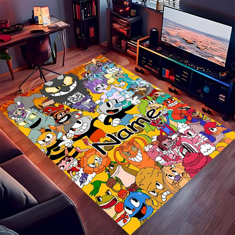 Custom personalization Cuphead Print Area Rug - Soft, Washable Non-Slip Indoor Mat,Living Room,Home&Office Decorative Rug