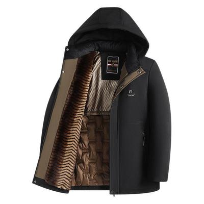 Winter Marten Velvet Park Overcame Daddy Wear Middle-aged Business Men's Jacket Plus Velvet Cotton Coat Windproof