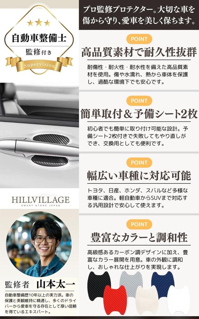 Door Handle Protector [Automobile Mechanic Supervision & Carbon-Like Seal] Car Auto Accessories Door Protector