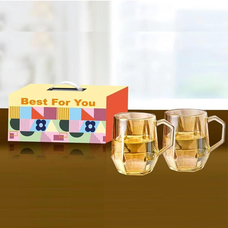 Подарочный набор чайных чашек из янтарного стекла Zhen Tao с ручкой