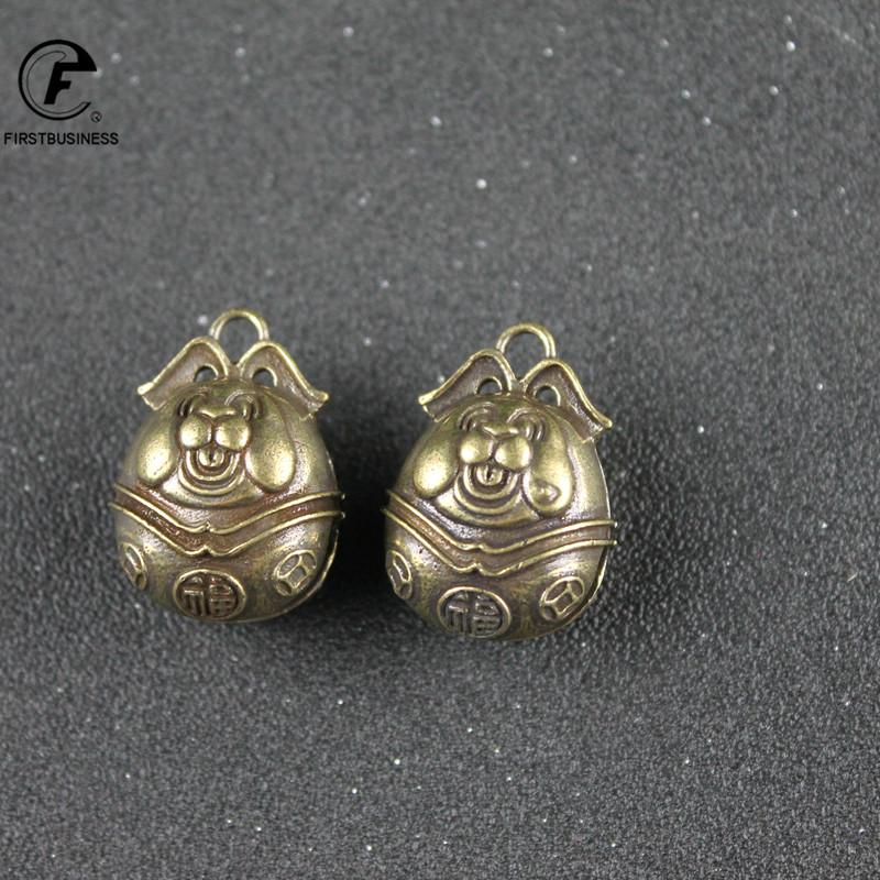 Antique Copper Zodiac Animal Pig Head Bell Figurines Small Desk Ornaments Tea Table Decorations Feng Shui Brass Crafts Decors