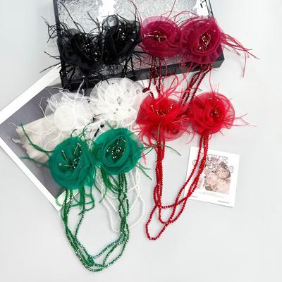 Eugen Yarn Feather Beads Flower Cloth Sticker Corsage Bead Chain Decoration Wedding Dress Accessories Cloth Sticker Accessories